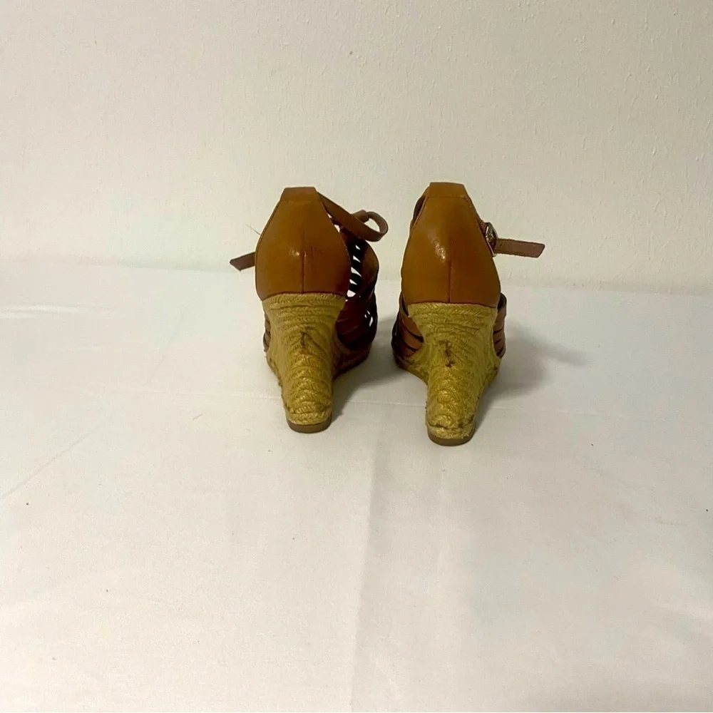 Sam Edelman Women’s Annabel Jute Wedge 4” Size 7M Brown Leather.